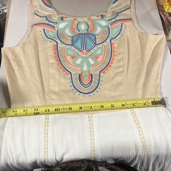 Anthropology | Champagne & Strawberry embroidered maxi dress | size medium - Picture 12 of 13